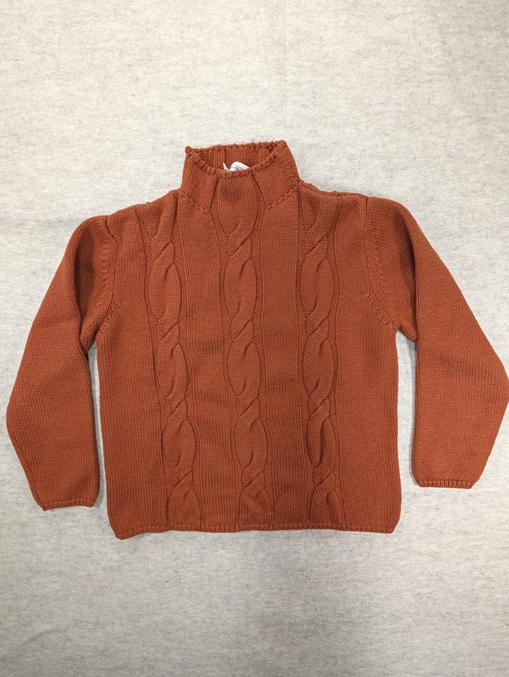 Vintage Wool & Cotton Talbots Made In Italy Burnt Orange Fall Knit Sweater Small